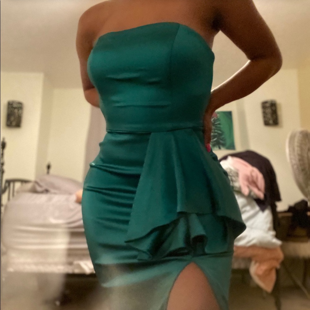 Betsy & Adam emerald green evening gown